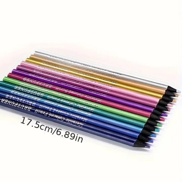 12 shiny metallic wood pencil set - See other listings for coloring books! - Picture 5 of 6